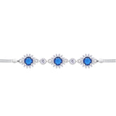Asfour Crystal Tennis Bracelet With Turquoise Pear & Emerald Zircon In 925 Sterling Silver